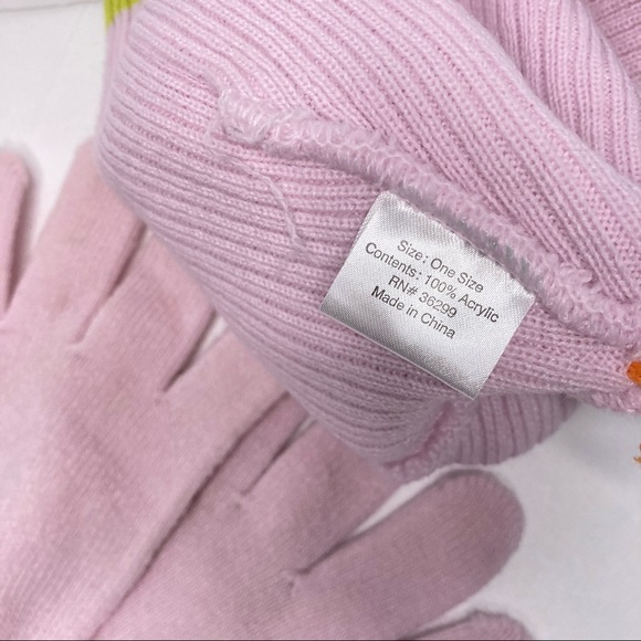 Girl’s Winter Knit Hat & Long Gloves - Picture 2 of 5
